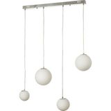 Avizemoda Pigaro 4 lü Yemek Masası Üstü Beyaz Renk Camlı Modern Sarkıt Avize - (Krom Kaplama)