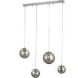 Avizemoda Pigaro 4 lü Yemek Masası Üstü Füme Renk Camlı Modern Sarkıt Avize - (Krom Kaplama)