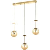 Avizemoda Pinza 3 lü Yemek Masası Üstü Bal Camlı Modern Sarkıt Avize - (Gold Kaplama)