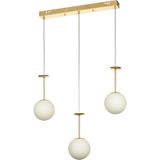Avizemoda Pinza 3 lü Yemek Masası Üstü Beyaz Camlı Modern Sarkıt Avize - (Gold Kaplama)