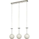 Avizemoda Pinza 3 lü Yemek Masası Üstü Beyaz Camlı Modern Sarkıt Avize - (Krom Kaplama)