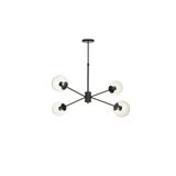 Avizemoda Pinza 4 lü Şeffaf Camlı Salon Oturma Odası Modern Kollu Avize - (Siyah)