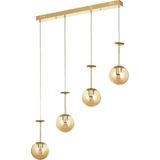 Avizemoda Pinza 4 lü Yemek Masası Üstü Bal Camlı Modern Sarkıt Avize - (Gold Kaplama)