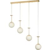 Avizemoda Pinza 4 lü Yemek Masası Üstü Beyaz Camlı Modern Sarkıt Avize - (Gold Kaplama)