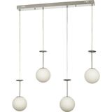 Avizemoda Pinza 4 lü Yemek Masası Üstü Beyaz Camlı Modern Sarkıt Avize - (Krom Kaplama)