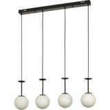 Avizemoda Pinza 4 lü Yemek Masası Üstü Beyaz Camlı Modern Sarkıt Avize - (Siyah) - Siyah - Beyaz