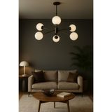 Avizemoda Pinza 6 lı Beyaz Camlı Salon Oturma Odası Modern Kollu Avize - (Siyah)