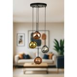 Avizemoda Rainbow 4 lü Asimetrik Desen Camlı Dekor Aydınlatma İçin Modern Sarkıt Avize - (Loş ışık verir) - Çok Renkli