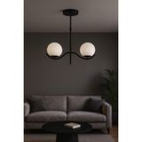 Avizemoda Ranya 2 li Beyaz Camlı Salon Oturma Odası Modern Avize - (Siyah)