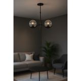 Avizemoda Ranya 2 li Şeffaf Camlı Salon Oturma Odası Modern Avize - (Siyah)
