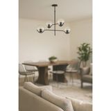 Avizemoda Ranya 4 Lü Şeffaf Camlı Salon Oturma Odası Modern Kollu Avize - (SİYAH)