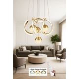Avizemoda Rumi 4'Lü Dimmer Kumandalı 3 Renk Ledli (Sarı-Beyaz-Gün Işığı) Modern Sarkıt Avize - Gold - 5