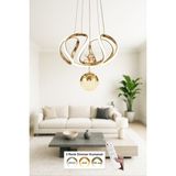 Avizemoda Rumi Tekli Dimmer Kumandalı 3 Renk Ledli (Sarı-Beyaz-Gün Işığı) Modern Sarkıt Avize - Gold - 2