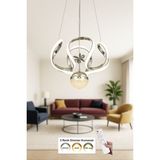 Avizemoda Rumi Tekli Dimmer Kumandalı 3 Renk Ledli (Sarı-Beyaz-Gün Işığı) Modern Sarkıt Avize - Krom - 2