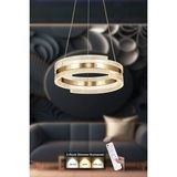 Avizemoda Savona 40 Cm Dimmer Kumandalı 3 Renk Ledli (SARI-BEYAZ-GÜN IŞIĞI) Modern Akrilik Avize -gold - 1