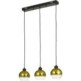 Avizemoda Side 3 lü Yemek Masası Üstü Gold Camlı Modern Sarkıt Avize - (Siyah Kasa)