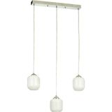 Avizemoda Siena 3 lü Yemek Masası Üstü Beyaz Camlı Modern Sarkıt Avize - (Krom Kaplama)