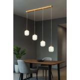 Avizemoda Siena 4 lü Yemek Masası Üstü Beyaz Camlı Modern Sarkıt Avize - (Gold Kaplama)