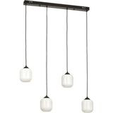 Avizemoda Siena 4 lü Yemek Masası Üstü Beyaz Camlı Modern Sarkıt Avize - (Siyah)