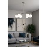 Avizemoda Siena 6 lı Beyaz Camlı Salon Oturma Odası Modern Sarkıt Avize - (Krom Kaplama)