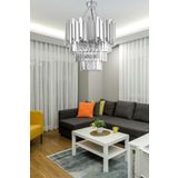 Avizemoda Sima 40 Cm'Lik Kristal Cam Taşlı Lüks Avize - (Gümüş Yaldız)