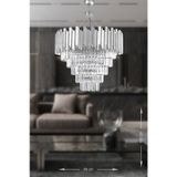 Avizemoda Sima 60 Cm'Lik Kristal Cam Taşlı Lüks Avize - (Gümüş Yaldız)