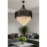 Avizemoda Sima 60 Cm'lik Kristal Cam Taşlı Lüks Avize - (Siyah Renk)