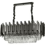 Avizemoda Sima 75x30 Cm'lik Kristal Cam Taşlı Lüks Yemek Masası Üstü Avize - (Siyah Renk) - 6