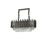 Avizemoda Sima 75x30 Cm'lik Kristal Cam Taşlı Lüks Yemek Masası Üstü Avize - (Siyah Renk)