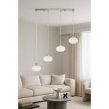 Avizemoda Vanna 4 lü Yemek Masası Üstü Beyaz Camlı Modern Sarkıt Avize - (Krom Kaplama)