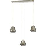 Avizemoda Venita 3 lü Yemek Masası Üstü Füme+Beyaz Çift Camlı Modern Sarkıt Avize - (Krom Kaplama)