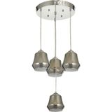 Avizemoda Venita 4 lü Füme+Beyaz Çift Camlı Salon Oturma Odası Modern Sarkıt Avize - (Krom Kaplama)