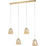 Avizemoda Venita 4 lü Yemek Masası Üstü Bal+Beyaz Çift Camlı Modern Sarkıt Avize - (Gold Kaplama)