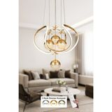 Avizemoda Vira 4'Lü Dimmer Kumandalı 3 Renk Ledli (Sarı-Beyaz-Gün Işığı) Modern Sarkıt Avize - Gold - 5