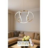 Avizemoda Vira 50 cm Dimmer Kumandalı 3 Renk Ledli (Sarı-Beyaz-Gün Işığı) Modern Sarkıt Avize - Gold - 1