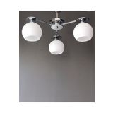 AVİZEVİ Aydınlatm Salon Oda Mutfak Modern Krom Beyaz Camlı Efes 3lü Avize