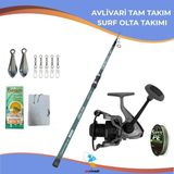 Avlivarı Avlivari Albastar Castrollo 420 cm 100-200 gr Carbon Surf Olta Seti + Albastar March 6000 Metal Olta Makinesi Tam Takım Kıyı Balıkçılığı - Çok Renkli