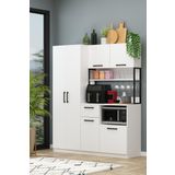 AVM Park Ervin E2+2K Beyaz Airfry Çok Amaçlı Kiler Dolabı 4 Raflı Dolaplı kahve Köşesi