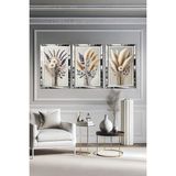 AVM19 Pleksi Çerçeveli Papatya & Lavanta & Pampas Tablo 3lü - 30 x 45 - Gümüş
