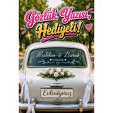 AVMmarketim Gelin Arabası İçin Arka Cam Yazısı ve Evleniyoruz Plaka Yazısı 3 lü Set Sticker Gözlük Yazısı Hediyeli