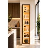 Avmpark Dolce Tek Kapaklı Erzak Dolabı LED Işıklı Kiler Dolabı Temperli Camlı Çok Amaçlı Dolap Kitaplık 208 cm - Vizon