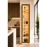 Avmpark Dolce Tek Kapaklı Erzak Dolabı Led Işıklı Kiler Dolabı Temperli Camlı Çok Amaçlı Dolap Kitaplık 208
