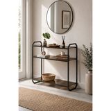 Avmpark Gen8 Dresuar Siyah Metal Ayaklı Temperli Bronz Camlı Dekoratif Raflı Konsol