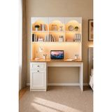 Avmpark Lume Kitaplıklı Çalışma Masası Raflı Çekmeceli Dolaplı Bilgisayar ve Ders Masası 130 cm - 180*130*55 - Beyaz