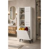 Avmpark Miero Düşer Kapaklı Kirli Sepetli Banyo Dolabı Çok Amaçlı Raflı Çamaşır Dolabı 180x60x42 cm