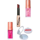 Avon Dudak Yağı Blossom + Tinted Plum + Shimmering Petal Bitişi 3 Adet Dudak Parlatıcısı