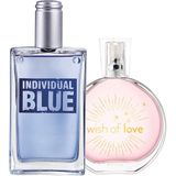 Avon Erkek Parfüm Individual Blue ve Kadın Parfüm Wish Of Love 150 ml Hediyelik Set
