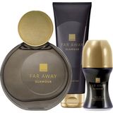 Avon Far Away Glamour Kadın Parfüm, Vücut Losyonu ve Roll-On Seti – Çiçeksi Oryantal Koku, Lüks Hediye Kutusunda 50 ml + 150 ml + 50 ml