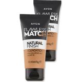 Avon Flawless Match Doğal Bitişli Fondöten - 330P Honey Beige 30ML Ikili Set - Renkli