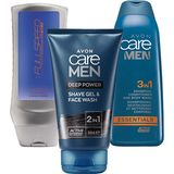 Avon Full Speed Nitro, Care Men Essentials Saç ve Vücut Şampuanı ve Care Men Tıraş Jeli ve Yüz Temizleyici Paketi 400 Ml. + 250 Ml. + 150 Ml.